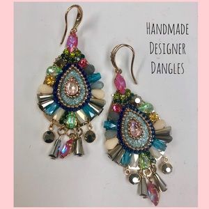 Artisan Crafted Color Pop Crystal Earrings, NWT